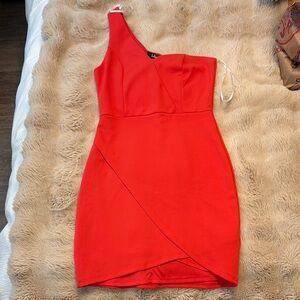 Lulus Elegant Red One-Shoulder Dress NWOT